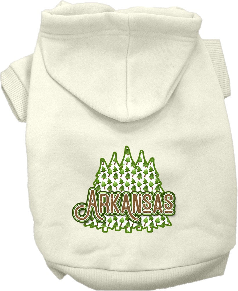 Sudadera con capucha serigrafiada para perros y gatos, para mascotas pequeñas y medianas (tallas XS a XL), "Arkansas Woodland Trees"