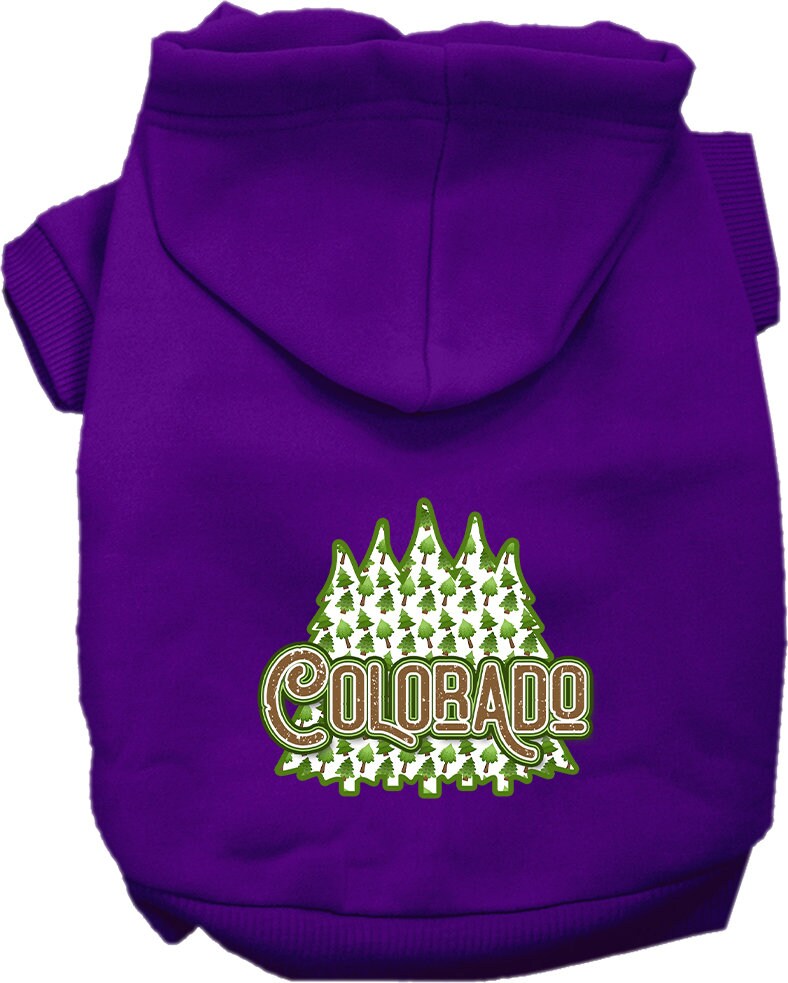 Pet Dog & Cat Screen Printed Hoodie for Small to Medium Pets (Sizes XS-XL), "Colorado Woodland Trees"