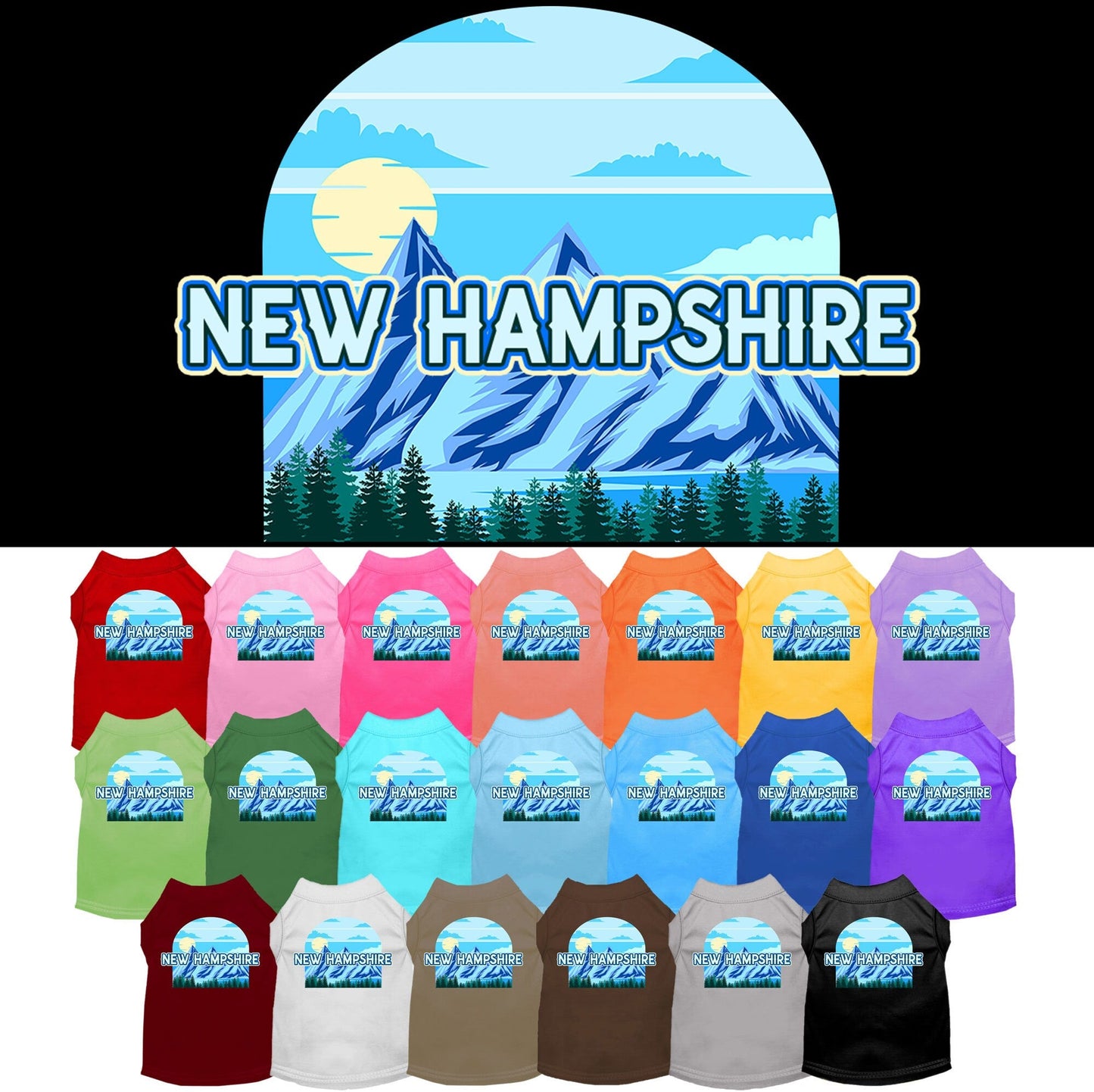 Camiseta serigrafiada para perros y gatos, para mascotas pequeñas y medianas (tallas XS a XL), "New Hampshire Trailblazer"