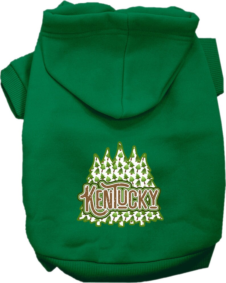 Sudadera con capucha serigrafiada para perros y gatos, para mascotas pequeñas y medianas (tallas XS a XL), "Kentucky Woodland Trees"