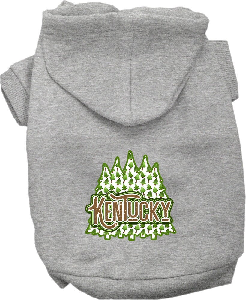 Sudadera con capucha serigrafiada para perros y gatos, para mascotas pequeñas y medianas (tallas XS a XL), "Kentucky Woodland Trees"