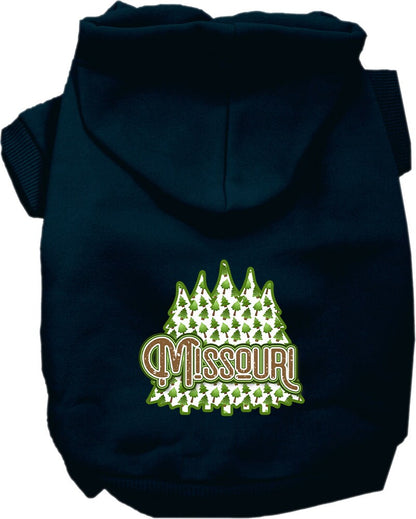 Sudadera con capucha serigrafiada para perros y gatos, para mascotas pequeñas y medianas (tallas XS a XL), "Missouri Woodland Trees"