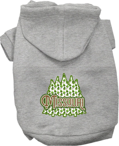 Sudadera con capucha serigrafiada para perros y gatos, para mascotas pequeñas y medianas (tallas XS a XL), "Missouri Woodland Trees"