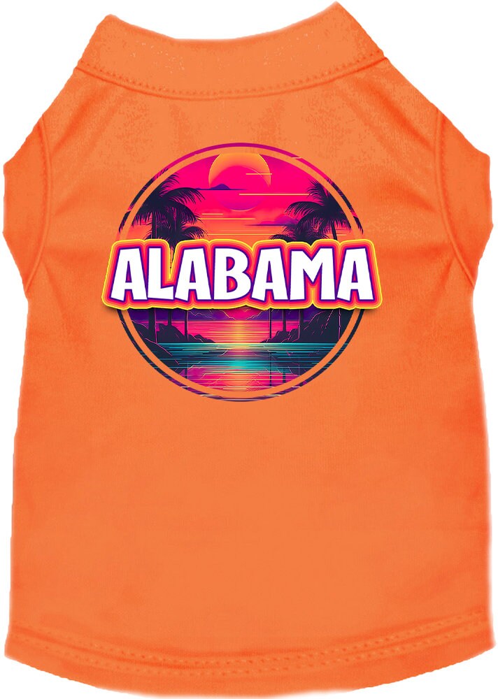 Pet Dog & Cat Screen Printed Shirt for Medium to Large Pets (Sizes 2XL-6XL), "Alabama Neon Beach Sunset"