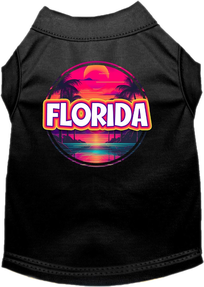 Pet Dog & Cat Screen Printed Shirt for Medium to Large Pets (Sizes 2XL-6XL), "Florida Neon Beach Sunset"