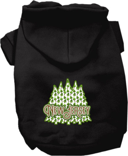 Sudadera con capucha serigrafiada para perros y gatos, para mascotas pequeñas y medianas (tallas XS a XL), "New Jersey Woodland Trees"