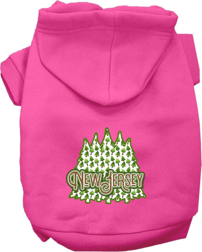 Sudadera con capucha serigrafiada para perros y gatos, para mascotas pequeñas y medianas (tallas XS a XL), "New Jersey Woodland Trees"