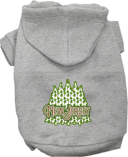 Sudadera con capucha serigrafiada para perros y gatos, para mascotas pequeñas y medianas (tallas XS a XL), "New Jersey Woodland Trees"