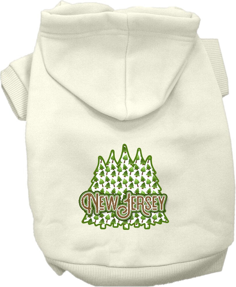 Sudadera con capucha serigrafiada para perros y gatos, para mascotas medianas y grandes (tallas 2XL-6XL), "New Jersey Woodland Trees"