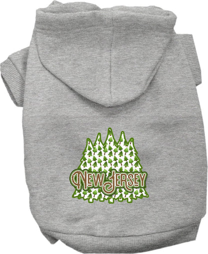 Sudadera con capucha serigrafiada para perros y gatos, para mascotas medianas y grandes (tallas 2XL-6XL), "New Jersey Woodland Trees"