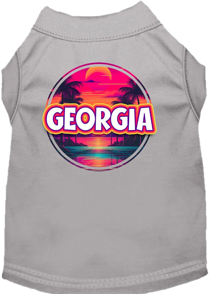 Camiseta serigrafiada para perros y gatos, para mascotas pequeñas y medianas (tallas XS a XL), "Georgia Neon Beach Sunset"