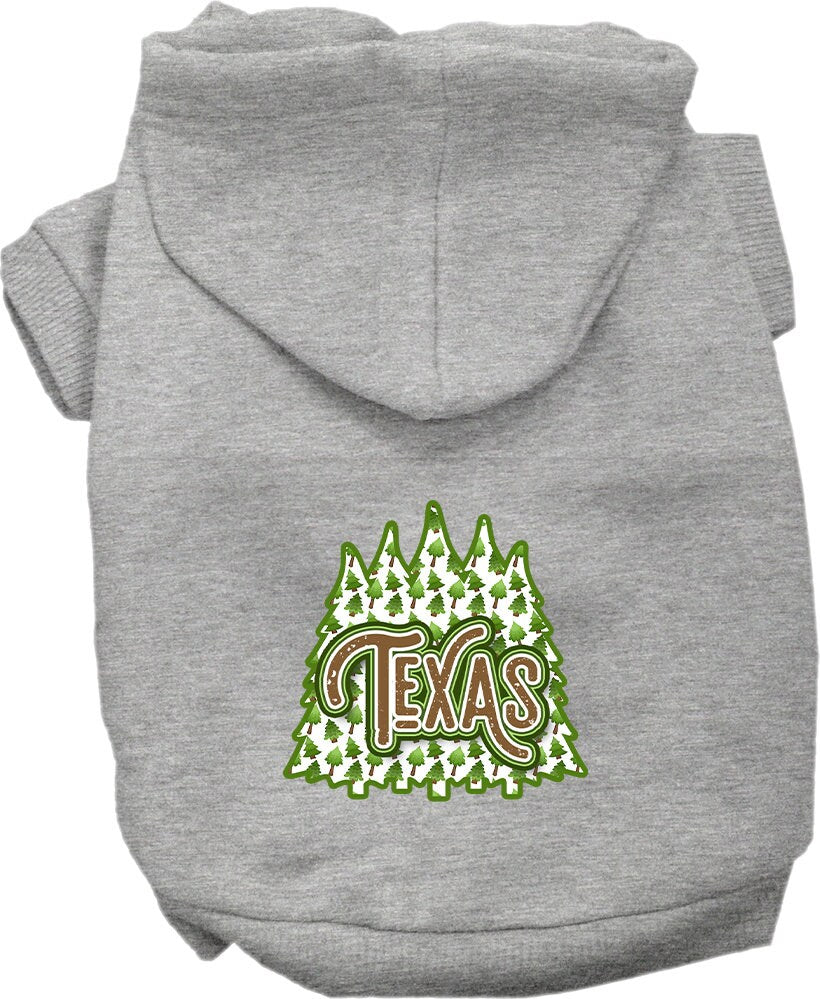 Sudadera con capucha serigrafiada para perros y gatos, para mascotas pequeñas y medianas (tallas XS a XL), "Texas Woodland Trees"