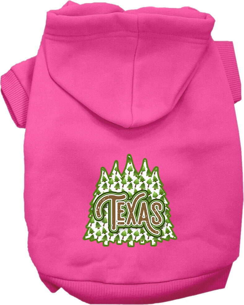 Sudadera con capucha serigrafiada para perros y gatos, para mascotas pequeñas y medianas (tallas XS a XL), "Texas Woodland Trees"