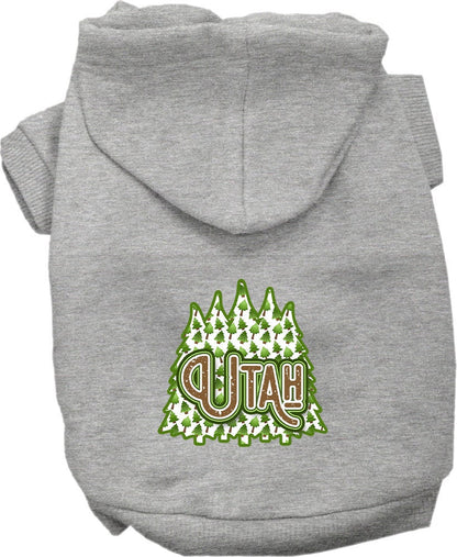 Sudadera con capucha serigrafiada para perros y gatos, para mascotas pequeñas y medianas (tallas XS a XL), "Utah Woodland Trees"