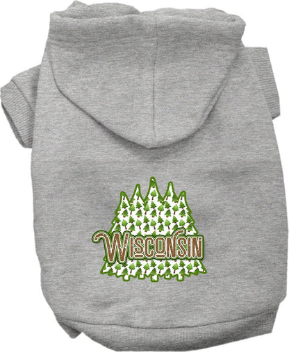 Sudadera con capucha serigrafiada para perros y gatos, para mascotas pequeñas y medianas (tallas XS a XL), "Wisconsin Woodland Trees"