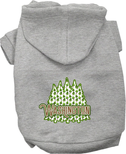 Pet Dog & Cat Screen Printed Hoodie for Small to Medium Pets (Sizes XS-XL), "Washington Woodland Trees"