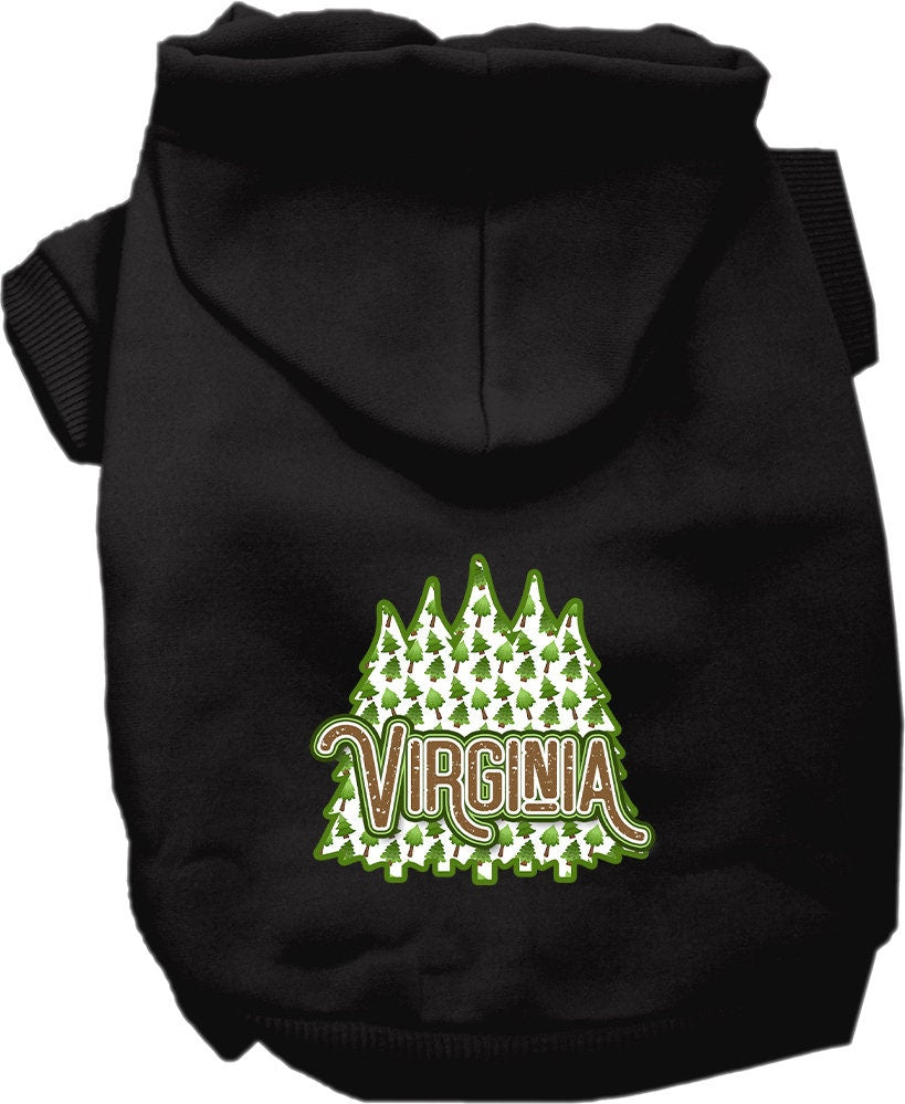 Sudadera con capucha serigrafiada para perros y gatos, para mascotas pequeñas y medianas (tallas XS a XL), "Virginia Woodland Trees"