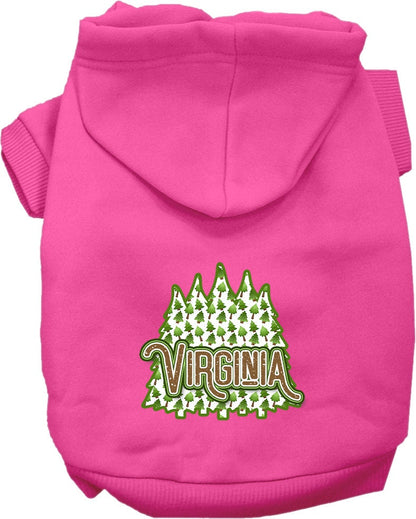 Sudadera con capucha serigrafiada para perros y gatos, para mascotas pequeñas y medianas (tallas XS a XL), "Virginia Woodland Trees"