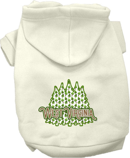 Sudadera con capucha serigrafiada para perros y gatos, para mascotas pequeñas y medianas (tallas XS a XL), "West Virginia Woodland Trees"