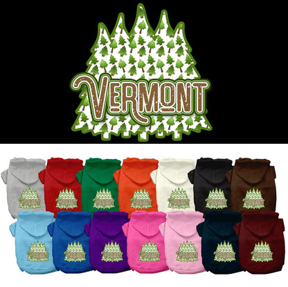 Sudadera con capucha serigrafiada para perros y gatos, para mascotas pequeñas y medianas (tallas XS a XL), "Vermont Woodland Trees"