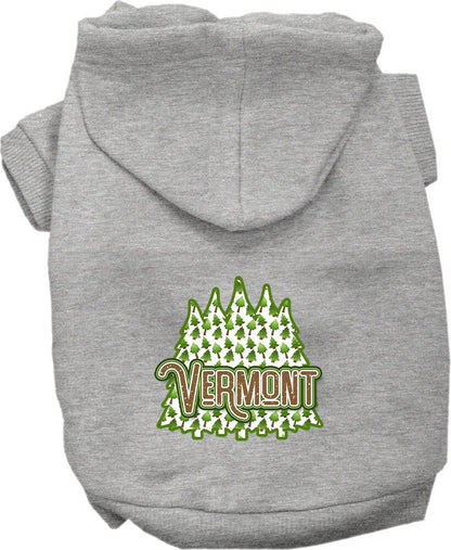 Sudadera con capucha serigrafiada para perros y gatos, para mascotas pequeñas y medianas (tallas XS a XL), "Vermont Woodland Trees"