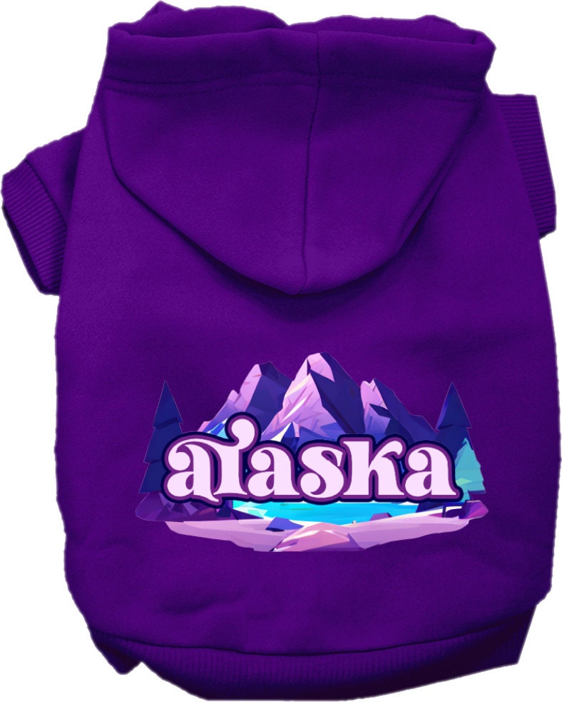 Sudadera con capucha serigrafiada para perros y gatos, para mascotas medianas y grandes (tallas 2XL-6XL), "Alaska Alpine Pawscape"