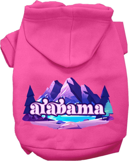 Sudadera con capucha serigrafiada para perros y gatos, para mascotas pequeñas y medianas (tallas XS a XL), "Alabama Alpine Pawscape"