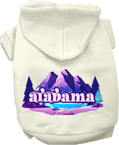 Sudadera con capucha serigrafiada para perros y gatos, para mascotas pequeñas y medianas (tallas XS a XL), "Alabama Alpine Pawscape"