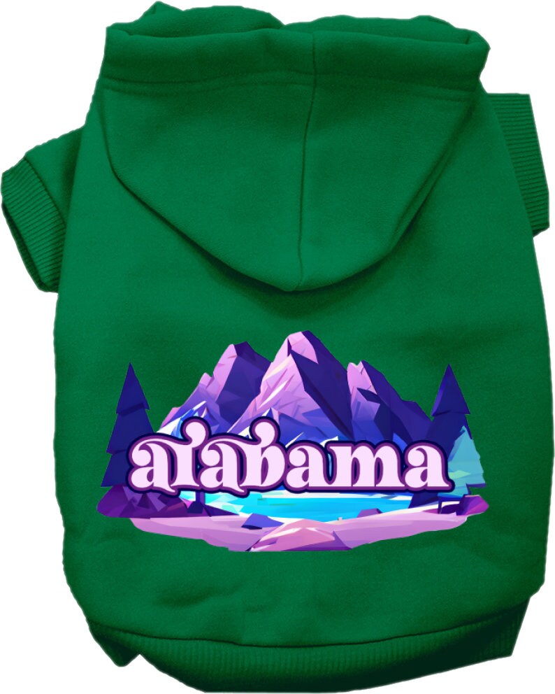 Sudadera con capucha serigrafiada para perros y gatos, para mascotas pequeñas y medianas (tallas XS a XL), "Alabama Alpine Pawscape"