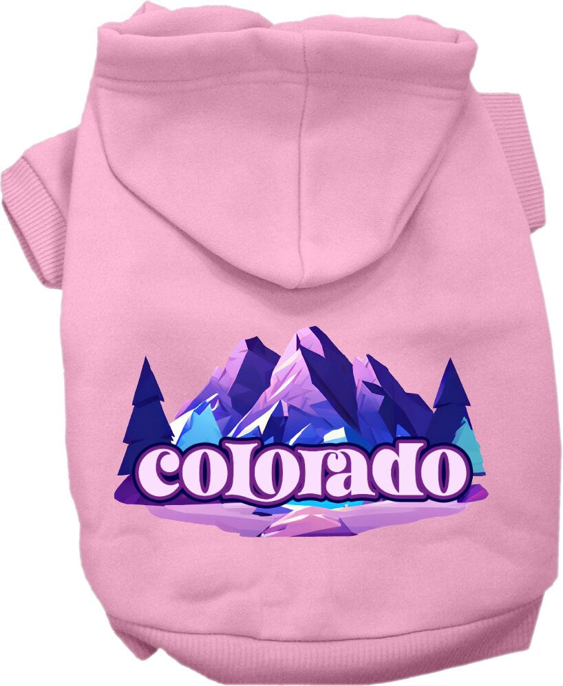 Pet Dog & Cat Screen Printed Hoodie for Small to Medium Pets (Sizes XS-XL), "Colorado Alpine Pawscape"