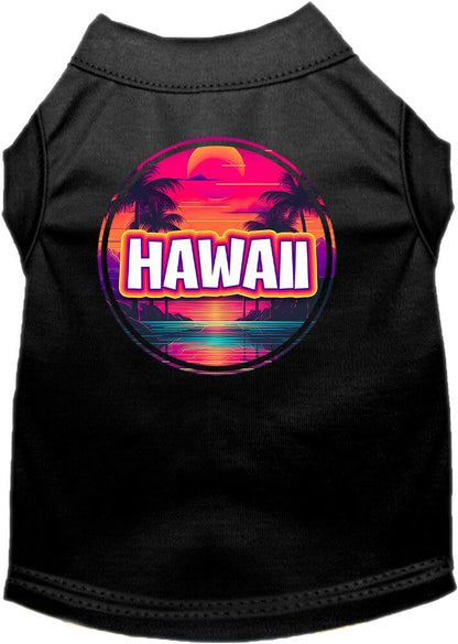 Camiseta serigrafiada para perros y gatos, para mascotas pequeñas y medianas (tallas XS a XL), "Hawaii Neon Beach Sunset"