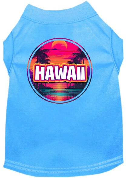 Camiseta serigrafiada para perros y gatos, para mascotas pequeñas y medianas (tallas XS a XL), "Hawaii Neon Beach Sunset"