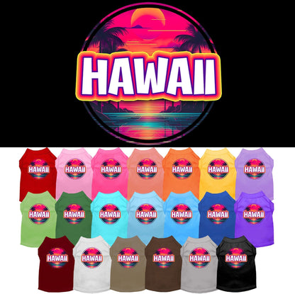 Camiseta serigrafiada para perros y gatos, para mascotas pequeñas y medianas (tallas XS a XL), "Hawaii Neon Beach Sunset"