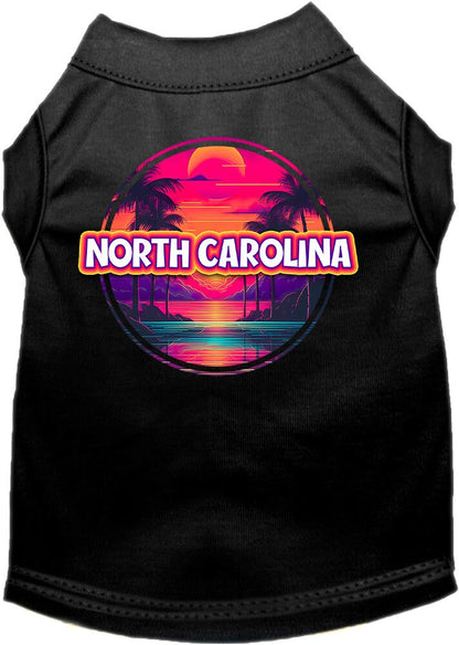 Pet Dog & Cat Screen Printed Shirt for Medium to Large Pets (Sizes 2XL-6XL), "North Carolina Neon Beach Sunset"