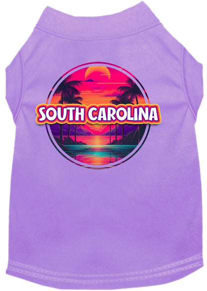 Pet Dog & Cat Screen Printed Shirt for Medium to Large Pets (Sizes 2XL-6XL), "South Carolina Neon Beach Sunset"