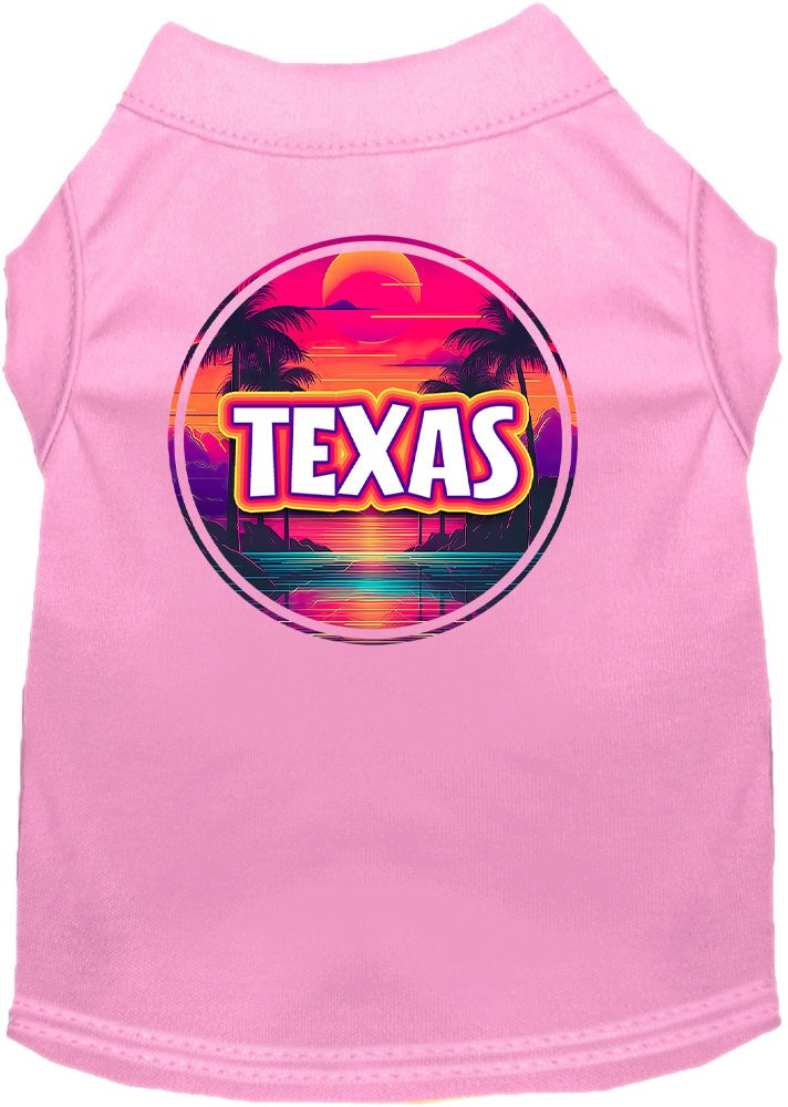 Camiseta serigrafiada para perros y gatos, para mascotas pequeñas y medianas (tallas XS a XL), "Texas Neon Beach Sunset"