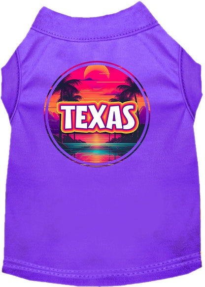 Camiseta serigrafiada para perros y gatos, para mascotas pequeñas y medianas (tallas XS a XL), "Texas Neon Beach Sunset"