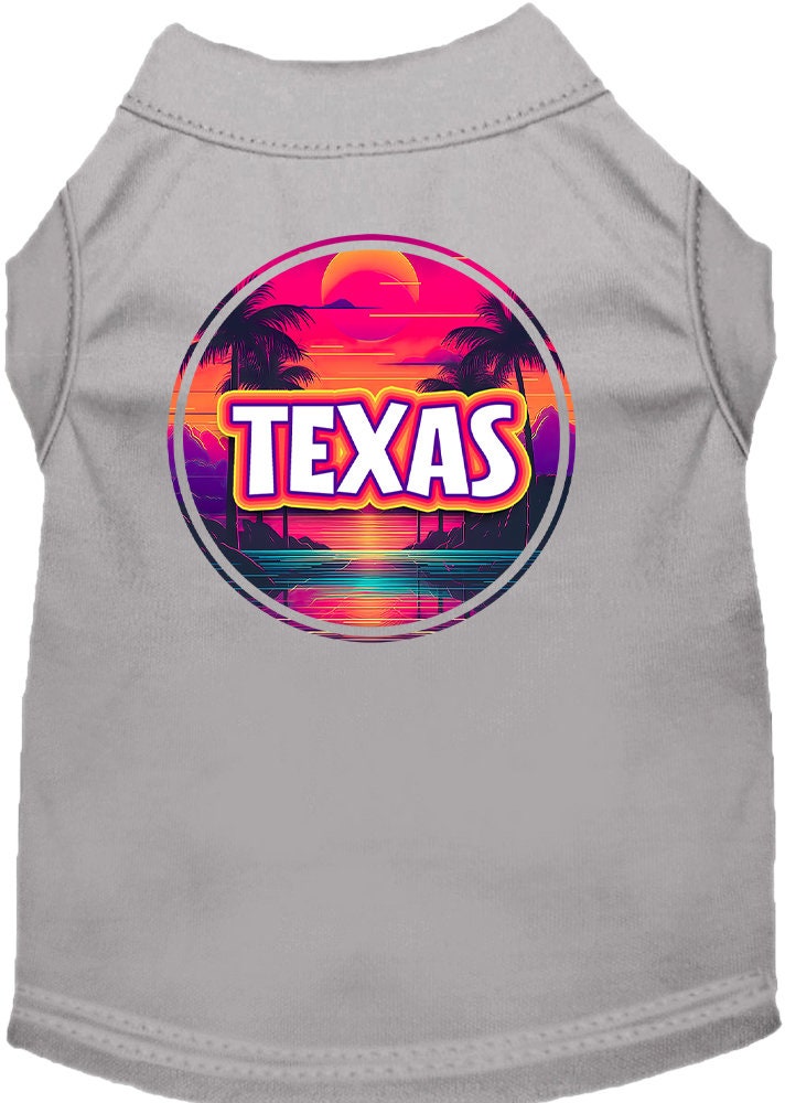 Camiseta serigrafiada para perros y gatos, para mascotas pequeñas y medianas (tallas XS a XL), "Texas Neon Beach Sunset"