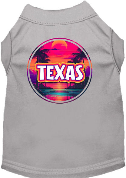 Camiseta serigrafiada para perros y gatos, para mascotas pequeñas y medianas (tallas XS a XL), "Texas Neon Beach Sunset"