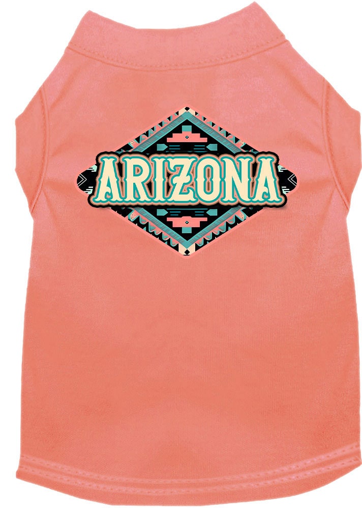 Pet Dog & Cat Screen Printed Shirt for Small to Medium Pets (Sizes XS-XL), "Arizona Peach Aztec"