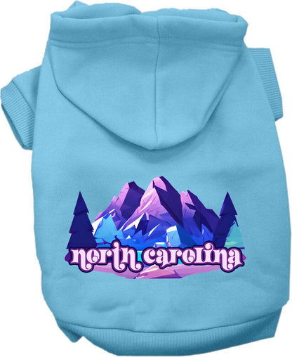 Sudadera con capucha serigrafiada para perros y gatos, para mascotas pequeñas y medianas (tallas XS a XL), "North Carolina Alpine Pawscape"