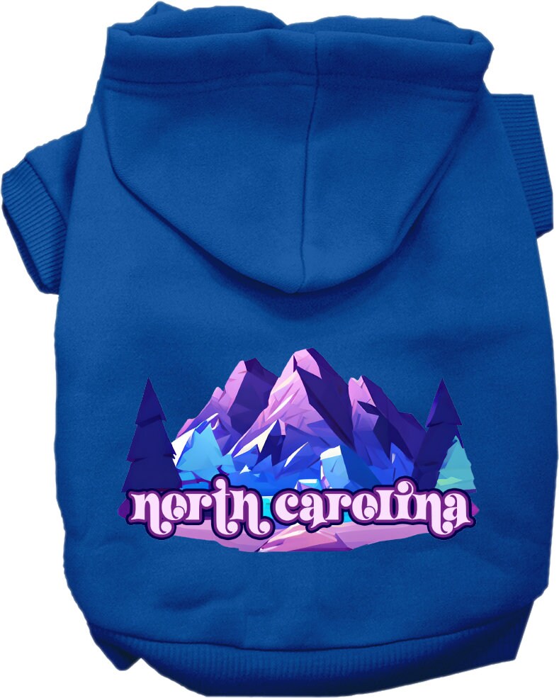 Pet Dog & Cat Screen Printed Hoodie for Small to Medium Pets (Sizes XS-XL), "North Carolina Alpine Pawscape"