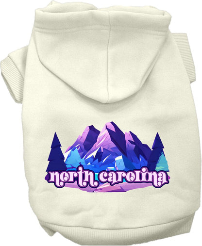 Sudadera con capucha serigrafiada para perros y gatos, para mascotas pequeñas y medianas (tallas XS a XL), "North Carolina Alpine Pawscape"