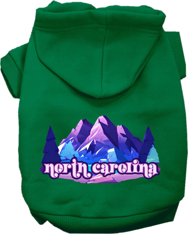 Sudadera con capucha serigrafiada para perros y gatos, para mascotas pequeñas y medianas (tallas XS a XL), "North Carolina Alpine Pawscape"