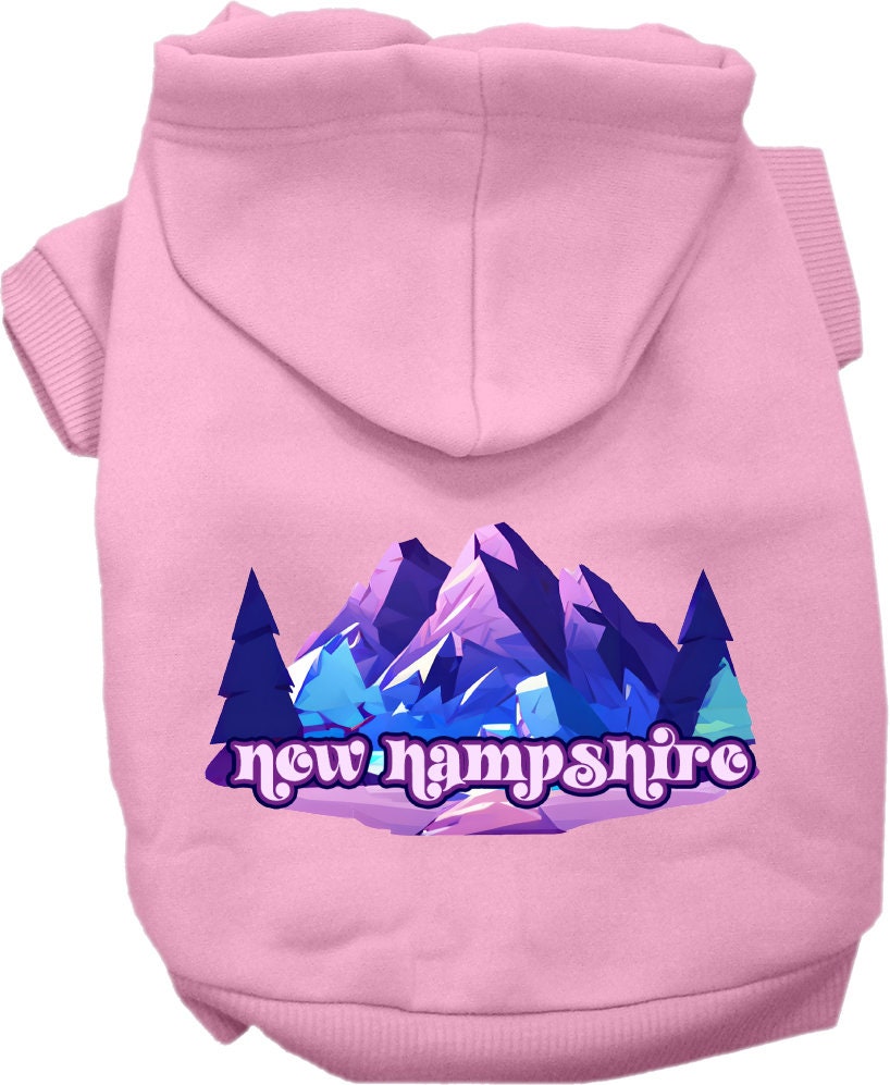 Sudadera con capucha serigrafiada para perros y gatos, para mascotas pequeñas y medianas (tallas XS a XL), "New Hampshire Alpine Pawscape"