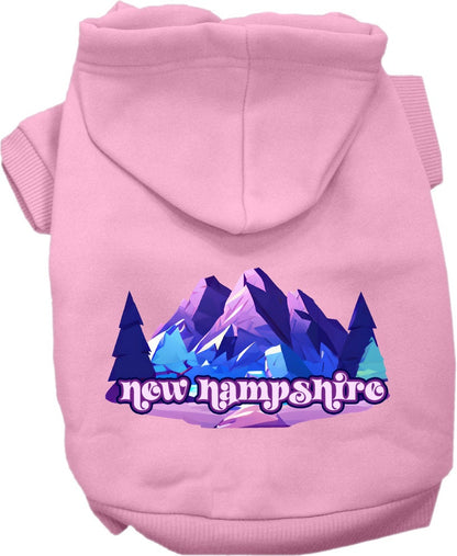 Sudadera con capucha serigrafiada para perros y gatos, para mascotas pequeñas y medianas (tallas XS a XL), "New Hampshire Alpine Pawscape"