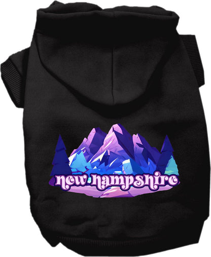 Sudadera con capucha serigrafiada para perros y gatos, para mascotas pequeñas y medianas (tallas XS a XL), "New Hampshire Alpine Pawscape"