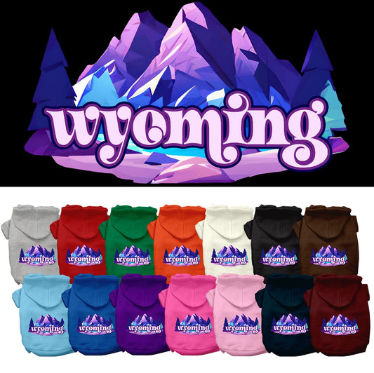 Sudadera con capucha serigrafiada para perros y gatos, para mascotas pequeñas y medianas (tallas XS a XL), "Wyoming Alpine Pawscape"