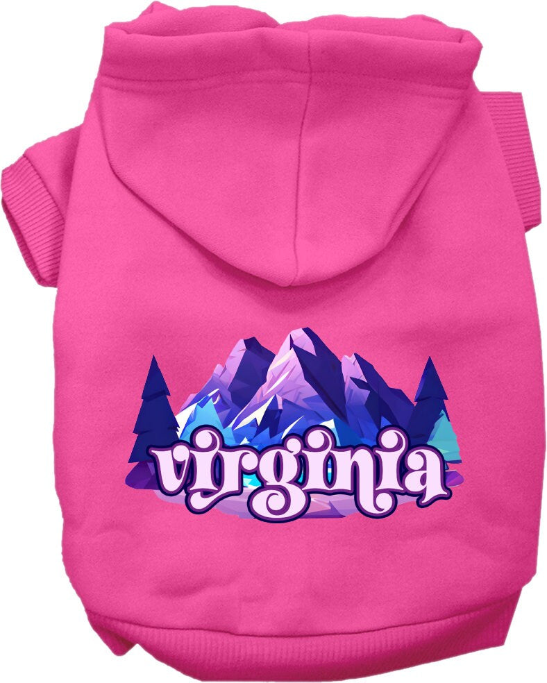 Sudadera con capucha serigrafiada para perros y gatos, para mascotas pequeñas y medianas (tallas XS a XL), "Virginia Alpine Pawscape"