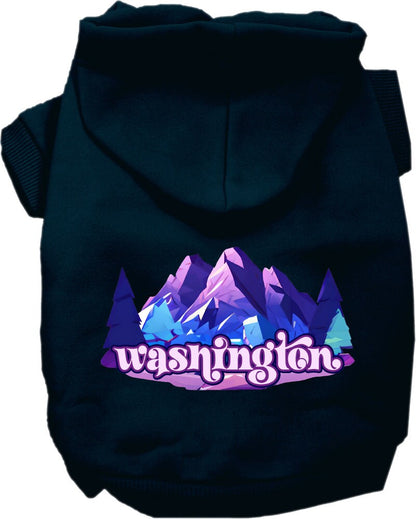 Pet Dog & Cat Screen Printed Hoodie for Medium to Large Pets (Sizes 2XL-6XL), "Washington Alpine Pawscape"